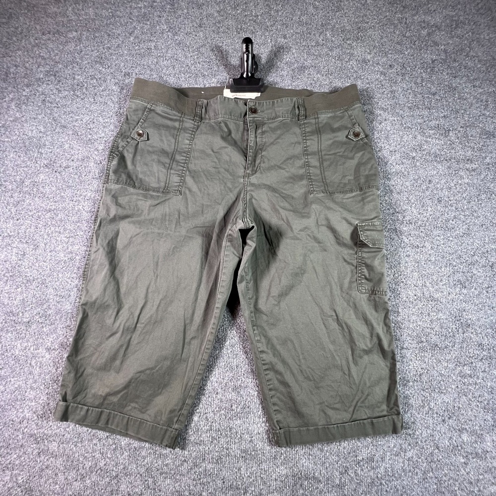 Sonoma Goods for Life Cargo Pants Women's 18 Gray Cotton Capri Workwear Stretch
